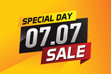 7.7 Special day sale word concept vector illustration with ribbon and 3d style for use landing page, template, ui, web, mobile app, poster, banner, flyer, background, gift card, coupon