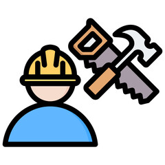 Carpenter Outline Color Icon