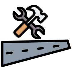 Road Construction Outline Color Icon