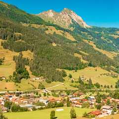 Alpine summer aerial view of Dorfgastein, St. Johann im Pongau, Salzburg, Austria