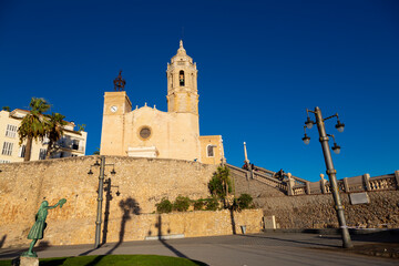 Fototapeta premium Sitges - Church of St. Bartholomew and Santa Tecla