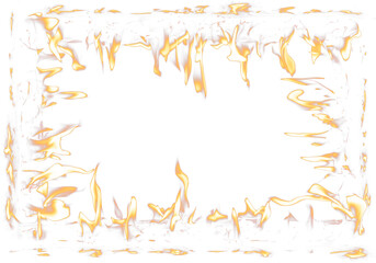 Picture frame border Fire element burn paper and flame on. Firing flaming on paper abstract...