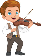 boy playing violin cartoon