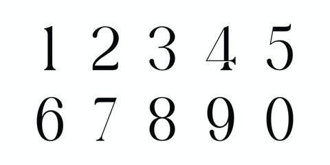 Number font. Font of numbers in classical style with contemporary geometric design. Beautiful elegant numerals. Vintage and old school retro typographic. Vector Illustration