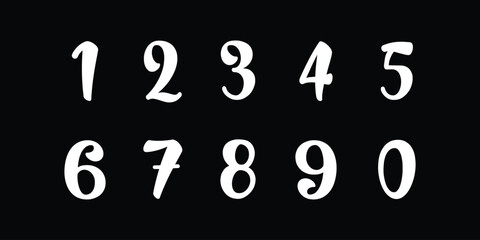 Number font. Font of numbers in classical style with contemporary geometric design. Beautiful elegant numerals. Vintage and old school retro typographic. Vector Illustration