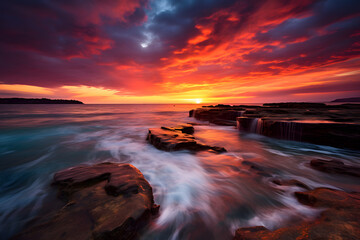 Fototapeta na wymiar Strandsonne- Magischer Sonnenaufgang und verträumter Sonnenuntergang an einem idyllischen Küstenparadies