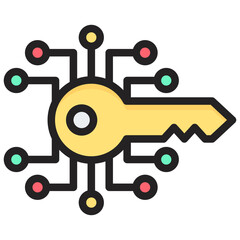 Secret Key Outline Color Icon