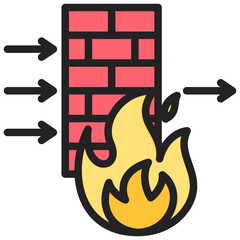 Statefull Firewall Outline Color Icon