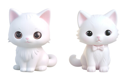 Kitty Styled Plastic Bath Toys for Kids: A Cute White Cat Set in a 3D Rendering Banner for Children, Isolated on Transparent Background, PNG