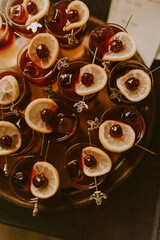 Cocktails on a Server Plate from Above