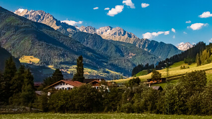 Fototapeta na wymiar Alpine summer view near Luttach, Lutago, Ahrntal valley, Pustertal, Trentino, Bozen, South Tyrol, Italy