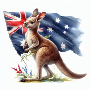 Typical kangaroo animal from Australia, AI generated.