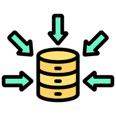 Data Aggregation Outline Color Icon