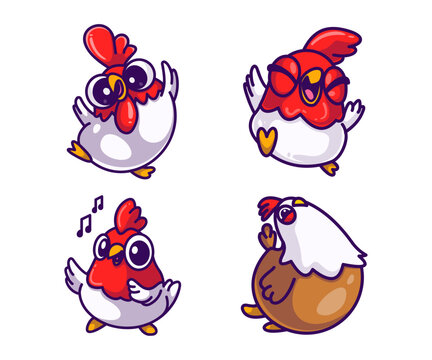 vector cute chicken illustration, cartoon collection