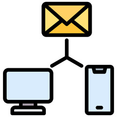 Email Connection Outline Color Icon