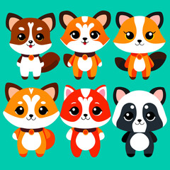 set of funny animals