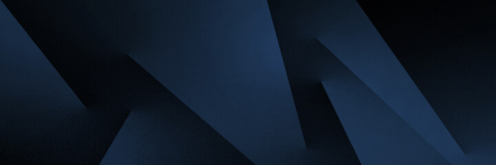 Black dark blue abstract pattern background. Geometric shape. Line stripe angle triangle mosaic polygon 3D. Modern futuristic minimal. Design. Wide banner. Template. Empty space.