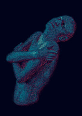 Alone illustration - Scribble art woman face portrait