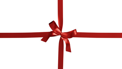 Red colored ribbon and bow shape background, 3d rendering