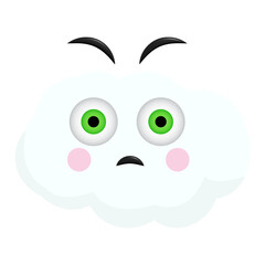 Sad Cloud Character with Green Eyes
