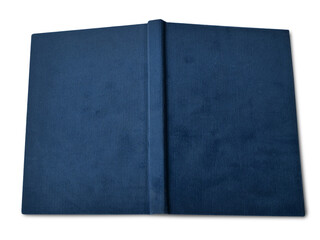 Opened old book facing down on floor, cut out isolated