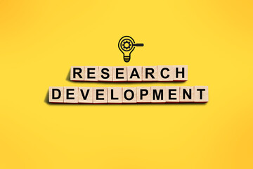 Research and development, text symbol icon, business terms