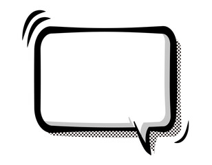 Naklejka premium 四角のドット柄の影のあるアメコミ吹き出し
