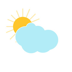 blue cloud and sun, cartoon cute cloud