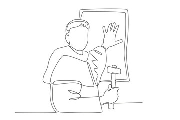 A protestant pastor preached the word. Reforma protestante one-line drawing