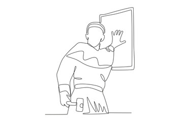 A man reforming protestants. Reforma protestante one-line drawing