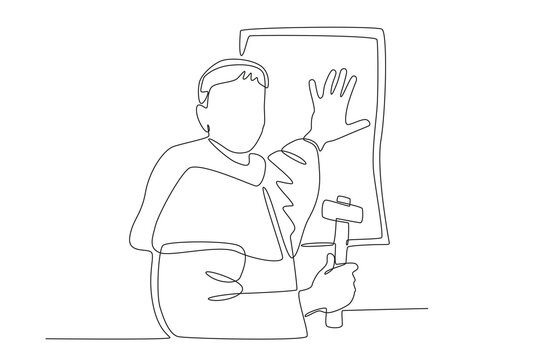 A protestant pastor preached the word. Reforma protestante one-line drawing