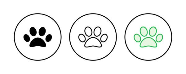 Paw icon set. paw print icon vector. dog or cat paw