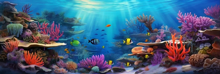 Foto auf Acrylglas Underwater coral reef. Bright and colorful background © BraveSpirit