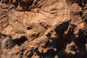 Top down drone view of rock formations near Valley of Fire National Park