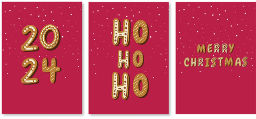 Merry Christmas greeting card. Vector design. Christmas red stylish hand written card.