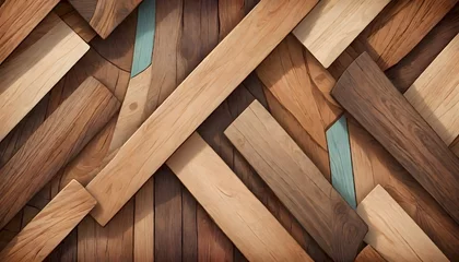 Fotobehang Aged Wood Planks Texture, Background, Generative AI © OZMedia