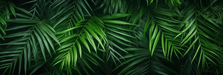 Fototapeta na wymiar Tropical palm leaves. Lush green palm leaves