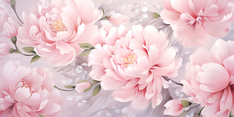 Delicate romantic pastel pink background with beautiful flowers abstract wedding backdrop 