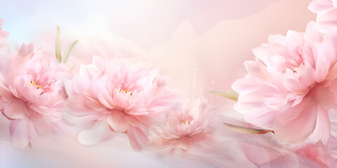 Beautiful pink flowers roses Soft pink peonies. Abstract summer background flowers. AI Generative