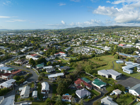 Aerial of the town of Whangarei, Northland, New Zealand