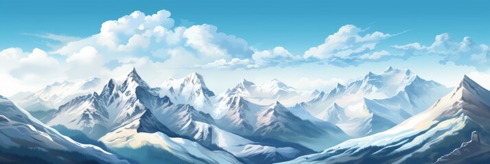 Mountain landscape of big mountains with snowy peaks