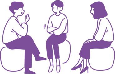 투명한 배경 위에 대화하는 사람들 일러스트