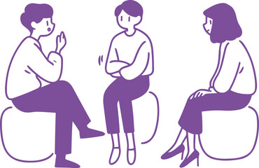 투명한 배경 위에 대화하는 사람들 일러스트