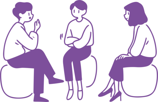 투명한 배경 위에 대화하는 사람들 일러스트