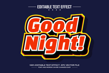 Good night 3D editable text effect template