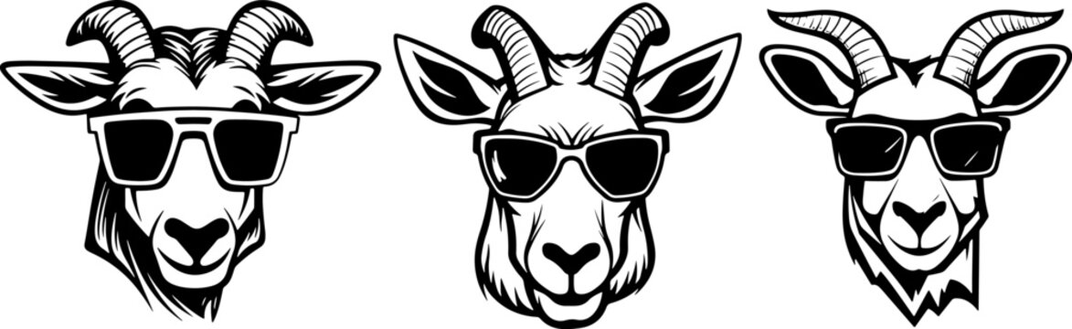 goat wearing glasses vector