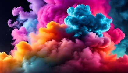 Fototapeta premium coloful holi powder explosion cloud background, bright lightning, coloful smoke cloud background, wallpaper bright lightning, vibrant colors.