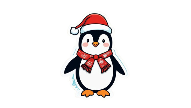 christmas penguin isolated on white background