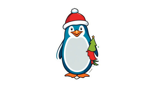 christmas penguin isolated on white background