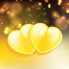 Valentine's day background with golden hearts. Vector illustration

